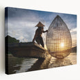 Scenic Laos landscape on large stretched canvas with vibrant green and blue tones, suitable for kitchen wall art.