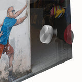 Large abstract wall art depicting a Malaysian landscape in muted earth tones on acrylic glass, suitable for dining room art.