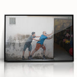 Large abstract wall art depicting a Malaysian landscape in muted earth tones on a framed acrylic panel.