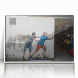 Art deco poster depicting a vibrant Malaysian landscape on white-framed acrylic.