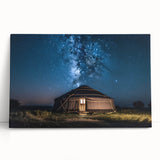 Black and white stretched canvas featuring a panoramic Mongolian landscape, ideal for kitchen wall art or bedroom decor.
