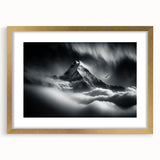 Extra large textured abstract art print of a scenic Nepal landscape in a gold frame, ideal for living room decor.