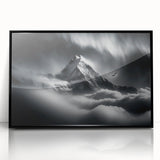 Large abstract wall art depicting a serene Nepalese landscape in muted earth tones, framed acrylic.