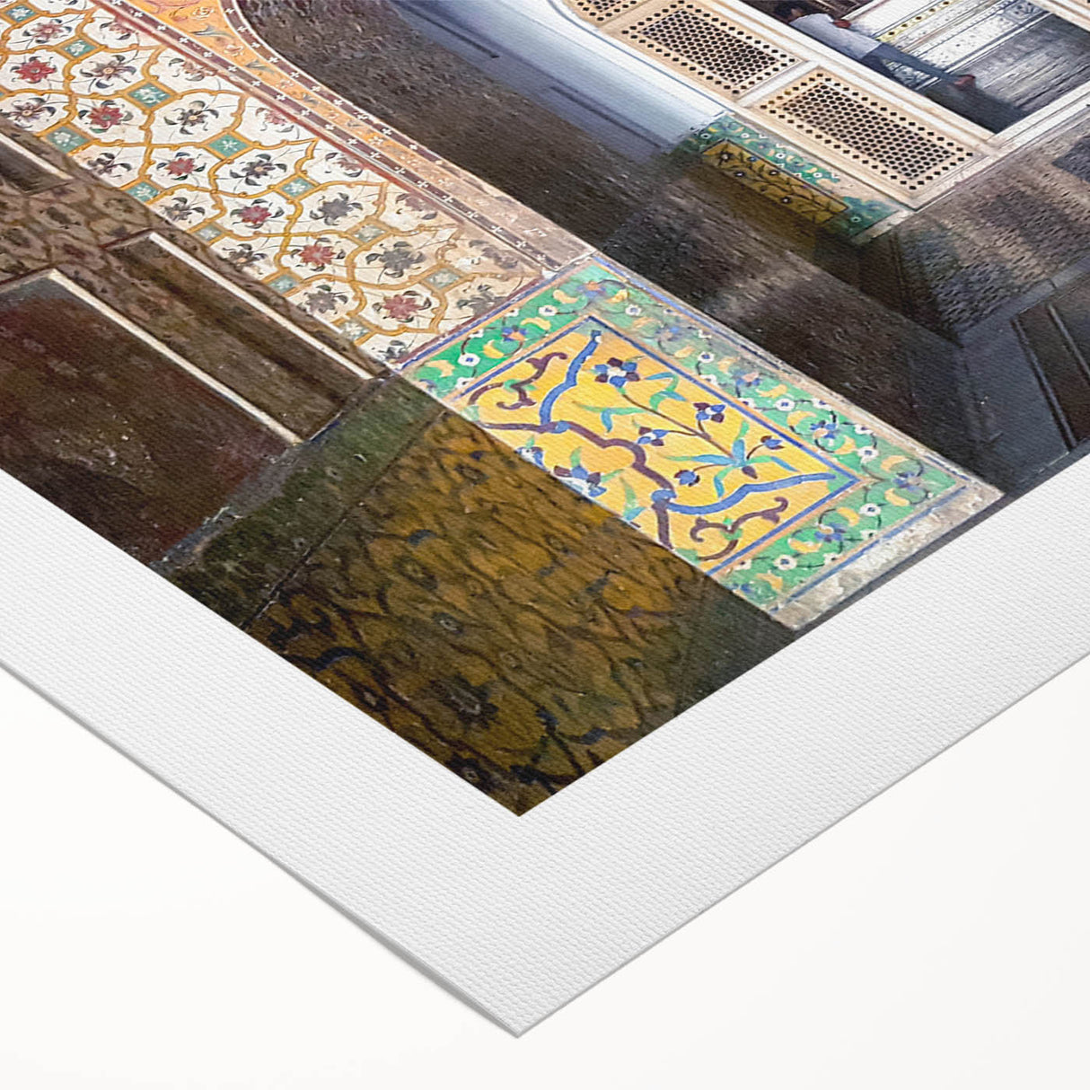 Art deco poster featuring a serene Pakistani landscape in muted earth tones on rolled canvas, suitable for dining room decor.