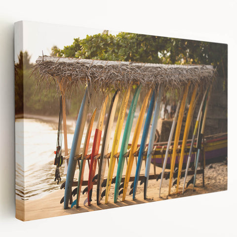 Large art print of a Sri Lankan landscape on stretched canvas, featuring lush greenery and tranquil waters.