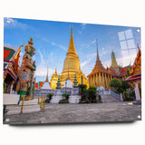 Acrylic print of a large abstract Bangkok cityscape in muted gray and blue tones, suitable for bedroom or dining room decor.