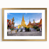 Extra large abstract art print of Bangkok scenery in textured style, with gold frame, suited for living room decor.