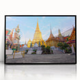 Large abstract wall art featuring Bangkok skyline in muted gray and blue tones on framed acrylic.