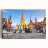 Black and white stretched canvas of Bangkok skyline in minimalist style, ideal for kitchen wall art.