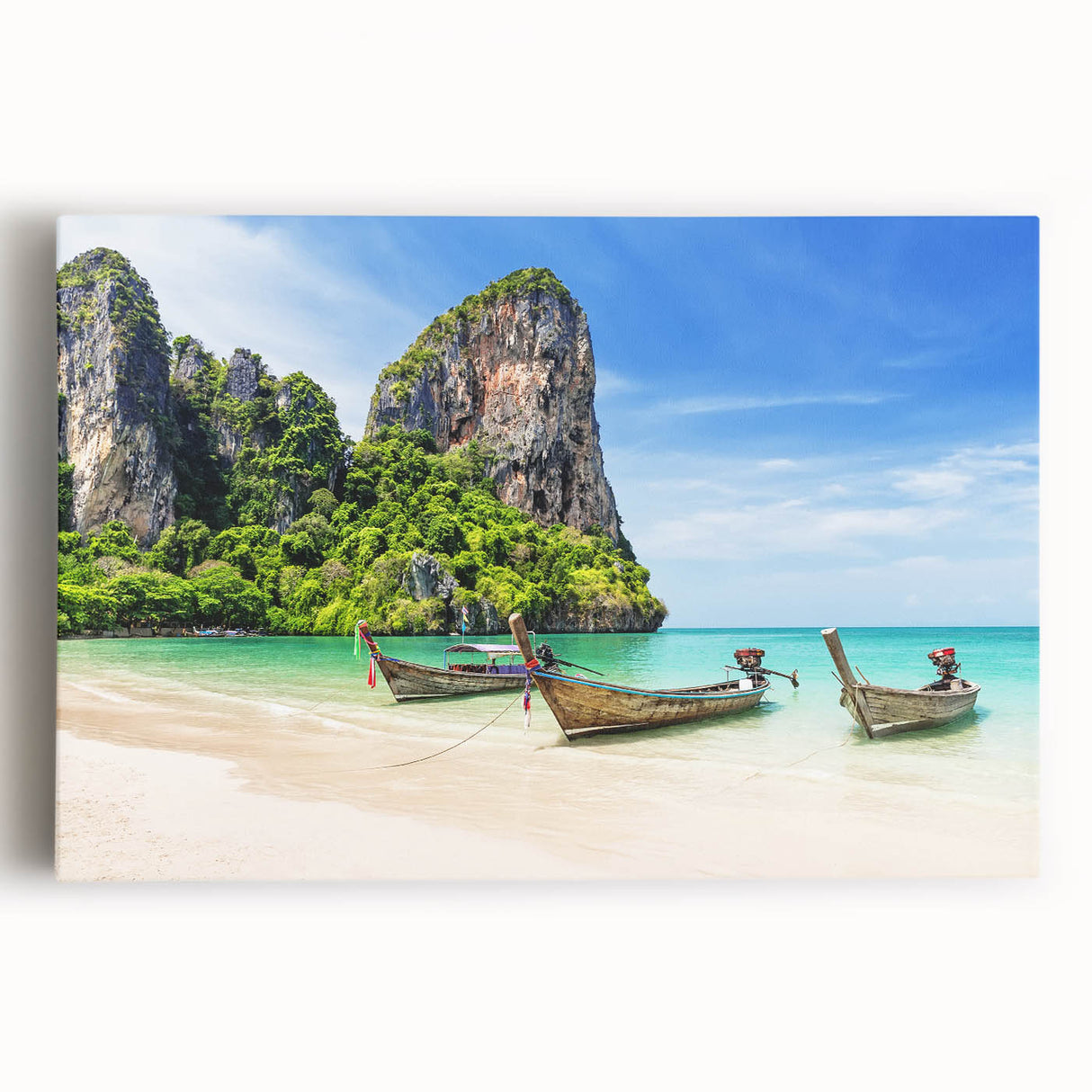 Black and white large art on canvas of a Thai scenery, ideal for kitchen wall art.