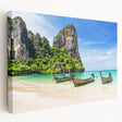 Large art of a serene Thai landscape on stretched canvas, featuring green and blue tones, ideal for kitchen wall art.