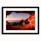 Extra large framed abstract art print of a colorful Perth, Australia scenery in vibrant hues, ideal for living room decor.
