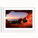 Extra large framed abstract art print of Perth scenery in muted earth tones on canvas, suitable for living room decor.