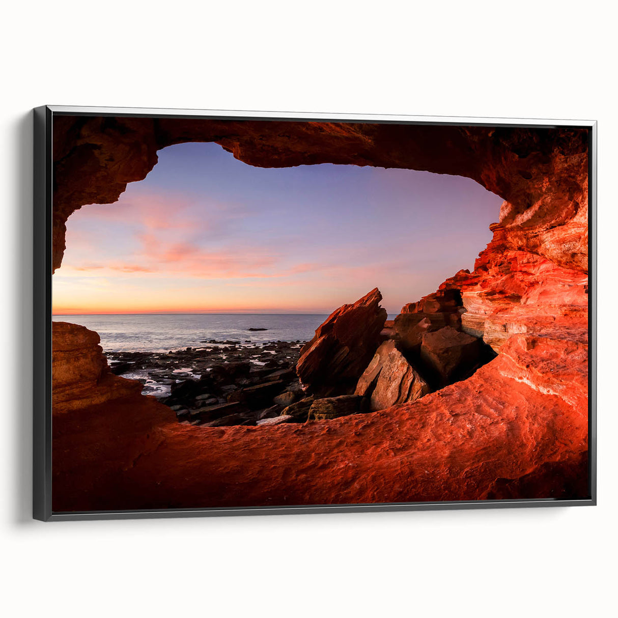 Black and white landscape art painting of Perth, Australia on a framed canvas, ideal for bedroom wall decor.