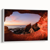 Framed canvas featuring a vintage-style black and white landscape painting of Perth, Australia, ideal for bedroom wall decor.