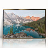 Framed acrylic print of Alberta, Canada, scenery in gold tones, ideal for modern art wall decor.