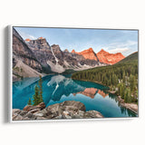 Vintage poster art of Alberta, Canada scenery on a framed canvas, featuring colorful art on a black background.