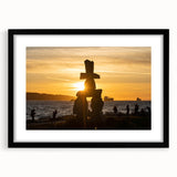 Extra large, textured abstract art print of colorful British Columbia scenery on a black framed canvas.