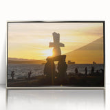 Mid-century modernist art depicting British Columbia scenery in muted earth tones on a framed acrylic panel.