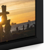 Extra large framed canvas featuring a textured, colorful depiction of British Columbia scenery, ideal for living room decor.