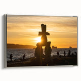 Landscape art painting of British Columbia with vibrant green and blue tones on a framed canvas, ideal for living room decor.