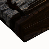 Large art of a black and white landscape painting depicting British Columbia scenery on stretched canvas.