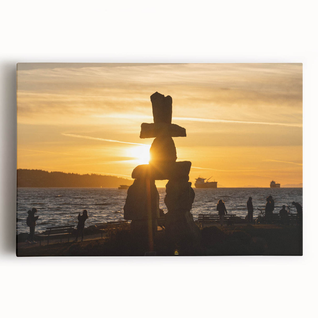 Black and white photograph of British Columbia scenery on stretched canvas, ideal for kitchen wall art.