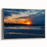 Framed canvas of a vintage-style Manitoba landscape in black and gold tones, ideal for bedroom wall art.