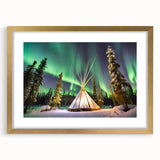 Extra large wall art featuring textured abstract scenery of Canada's Northwest Territories in a gold frame.