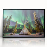 Large abstract wall art depicting the Northwest Territories landscape in muted earth tones on a framed acrylic print.