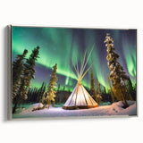 Landscape art painting of the Northwest Territories on a framed canvas, featuring muted earth tones and silver frame.