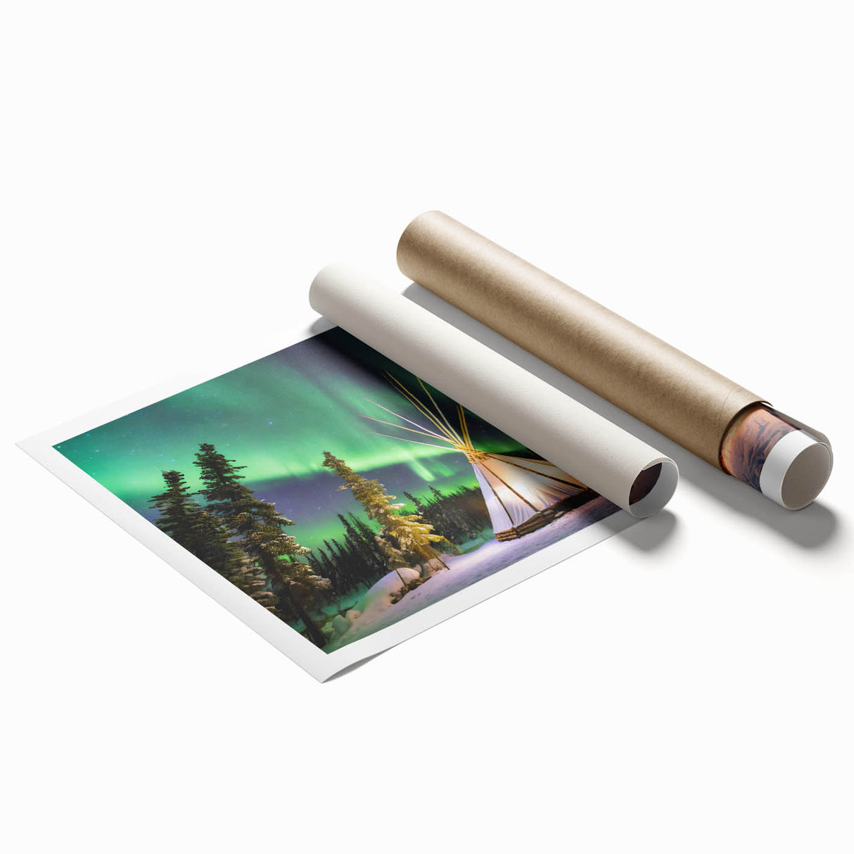 Extra large rolled print depicting a serene Northwest Territories landscape in muted earth tones.