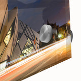 Large abstract wall art depicting Ontario scenery in mid-century modernist style on acrylic glass.