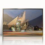 Large art print of Ontario scenery in muted earth tones on framed acrylic, in mid-century modernist style.