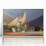 Art deco poster of Ontario, Canada scenery in muted colors on a white framed acrylic, suitable for modern nursery wall art.