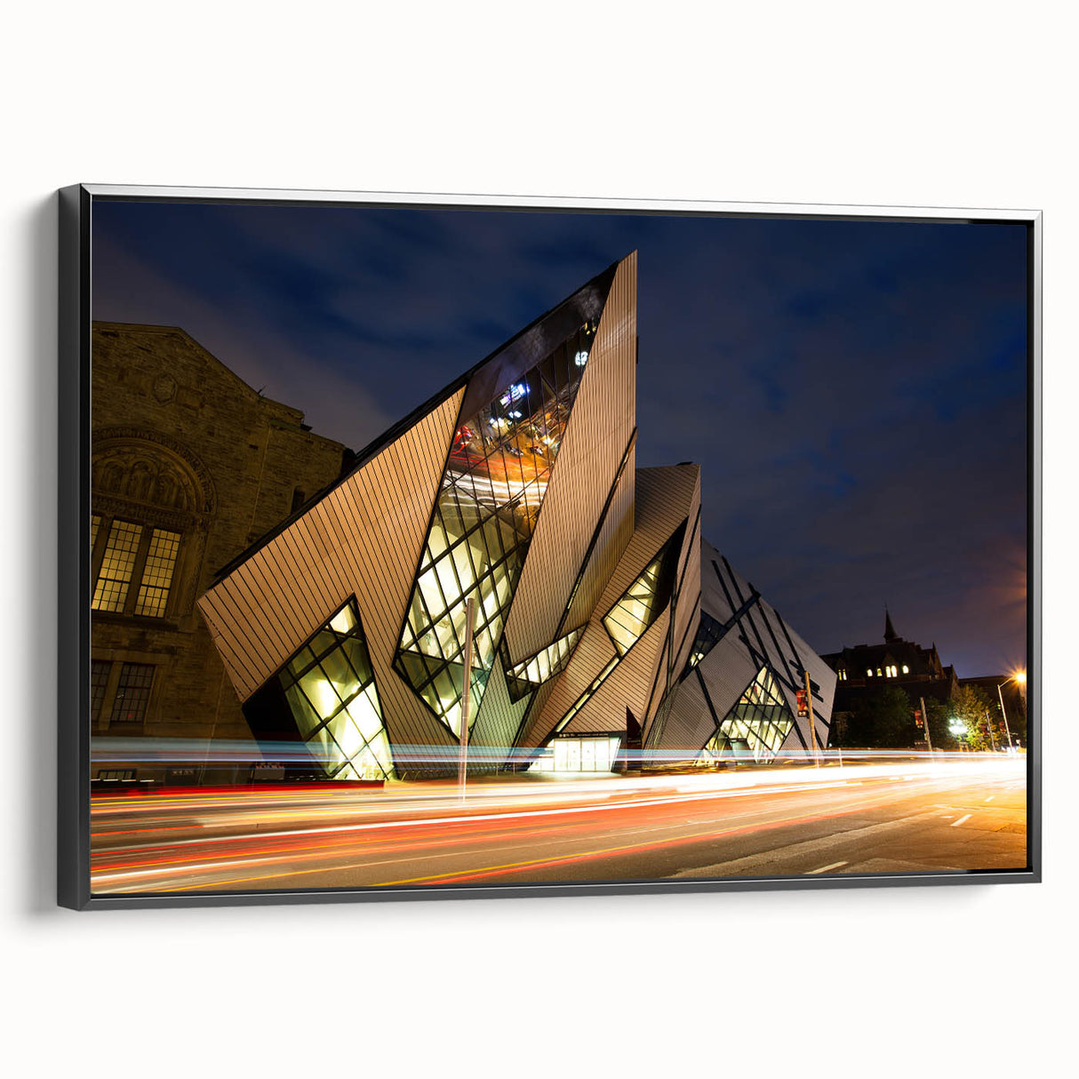 Black and white framed canvas depicting a vintage-style Ontario landscape, ideal for bedroom wall art.