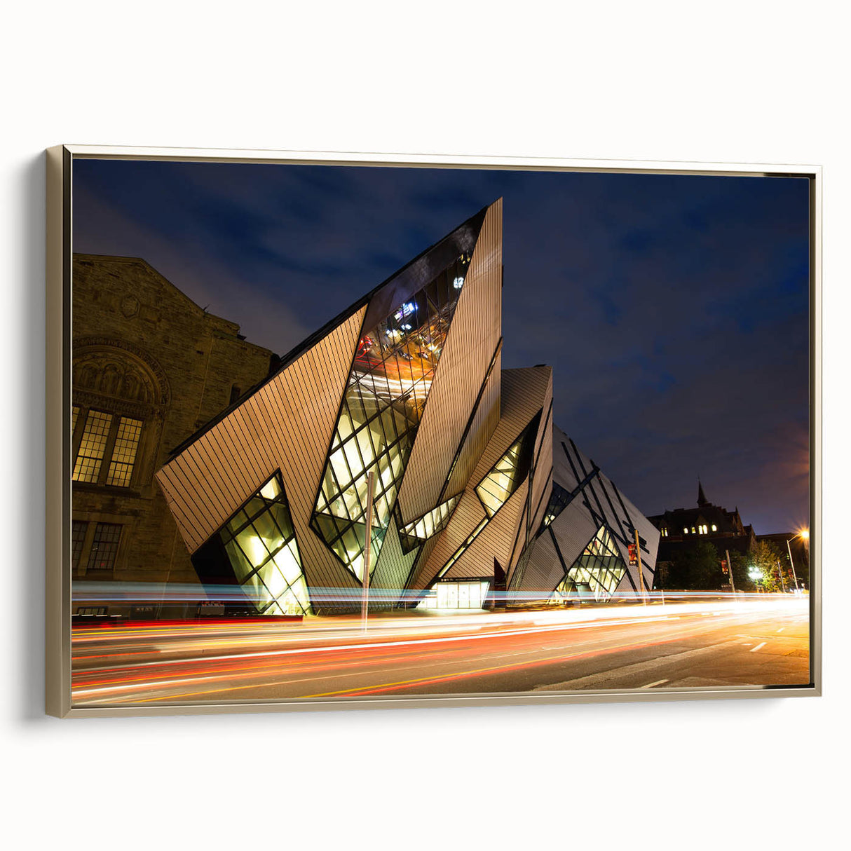 Framed canvas wall art depicting a serene Ontario landscape in muted earthy tones, ideal for bedroom decor.