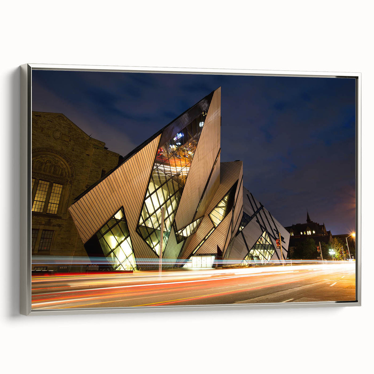 Framed canvas of a vintage-style Ontario landscape, featuring colorful art with black accents, ideal for living room decor.