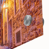 Large abstract wall art of Quebec scenery in muted gray and blue tones on acrylic glass, ideal for dining room art.