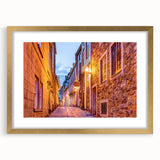 Extra large abstract art print of Quebec scenery in muted earth tones, framed in gold, ideal for living room decor.