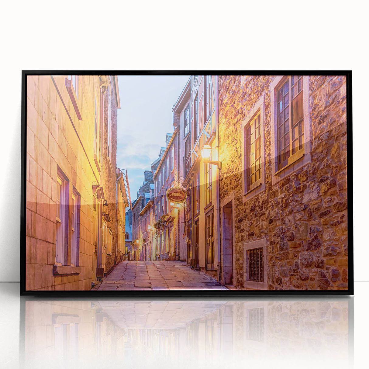 Large abstract wall art depicting Quebec scenery in muted earth tones on a framed acrylic.