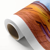 Art deco poster of Quebec scenery in pastel shades on rolled canvas, ideal for nursery wall art.