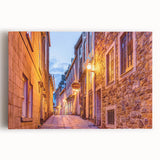 Large black and white stretched canvas of Quebec scenery, suitable for kitchen wall art.