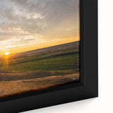 Extra large, black framed canvas featuring a textured depiction of colorful Saskatchewan scenery.