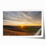 Extra large rolled print of Saskatchewan scenery with vibrant green and blue tones, ideal for art wall dining room.