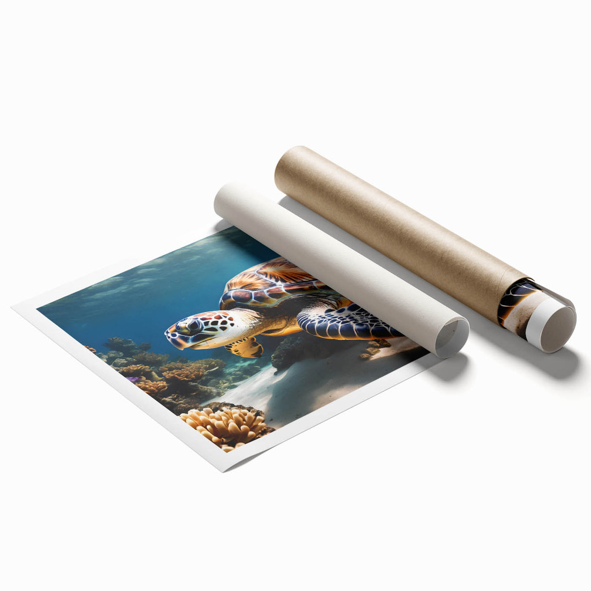 Extra large rolled print featuring a serene Caribbean scenery with vibrant blues and greens.