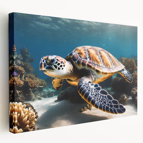 Caribbean Aruba landscape on stretched canvas featuring vivid blue and green tones, suited for kitchen wall art.