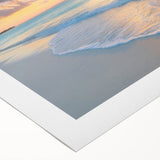 Art deco poster featuring a vivid Barbados beach scene on rolled canvas, suitable for dining room wall art.