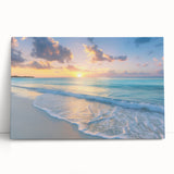 Large black and white stretched canvas depicting a Caribbean beach scene, ideal for kitchen wall art.