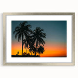 Extra large abstract art print featuring textured Caribbean scenery in vibrant colors on a framed canvas.